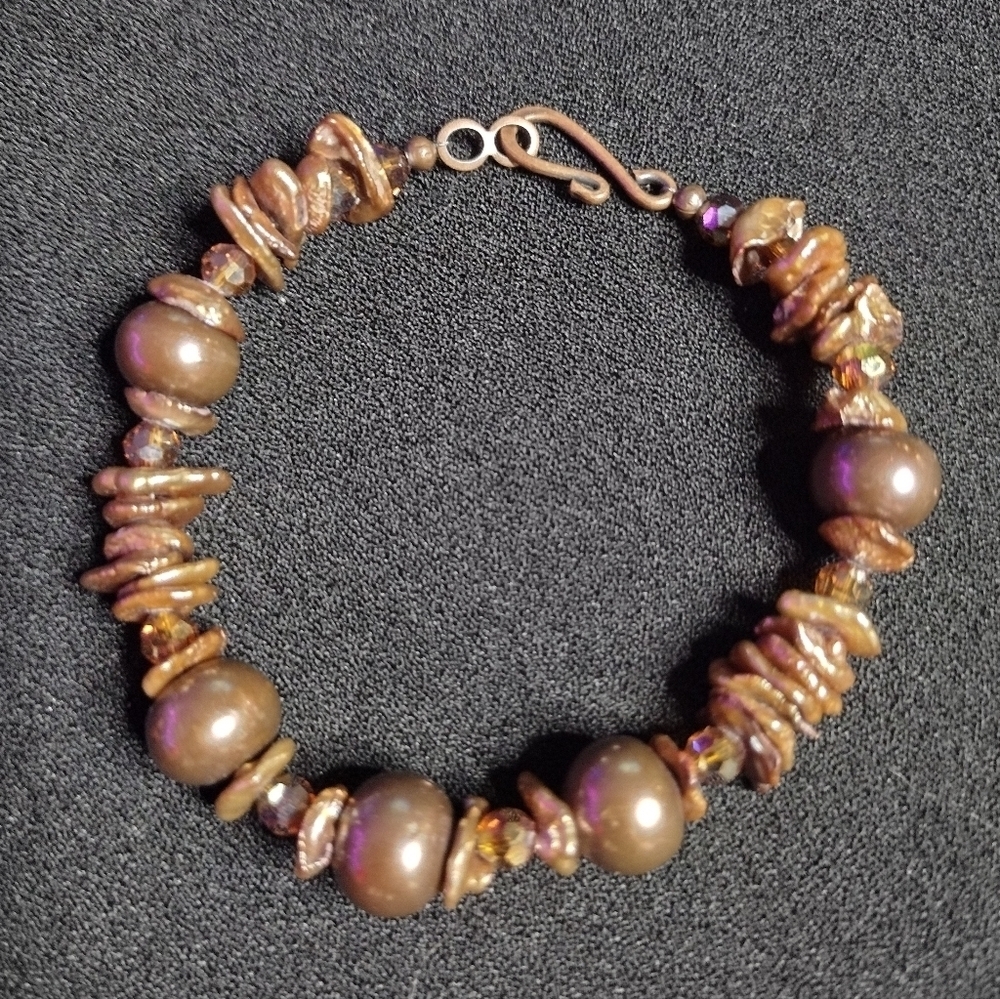 Fresh Water Pearl And Shell Bracelet
